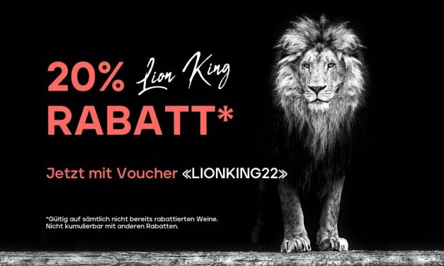 Jetzt mit Voucher «LIONKING22» von 20% Rabatt* auf die nächste Bestellung profitieren. 