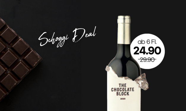 Profit from the chocolate deal now! CHF 24.90 from 6 bottles instead of CHF 29.90. The Chocolate Block 2020, 75cl bottle.